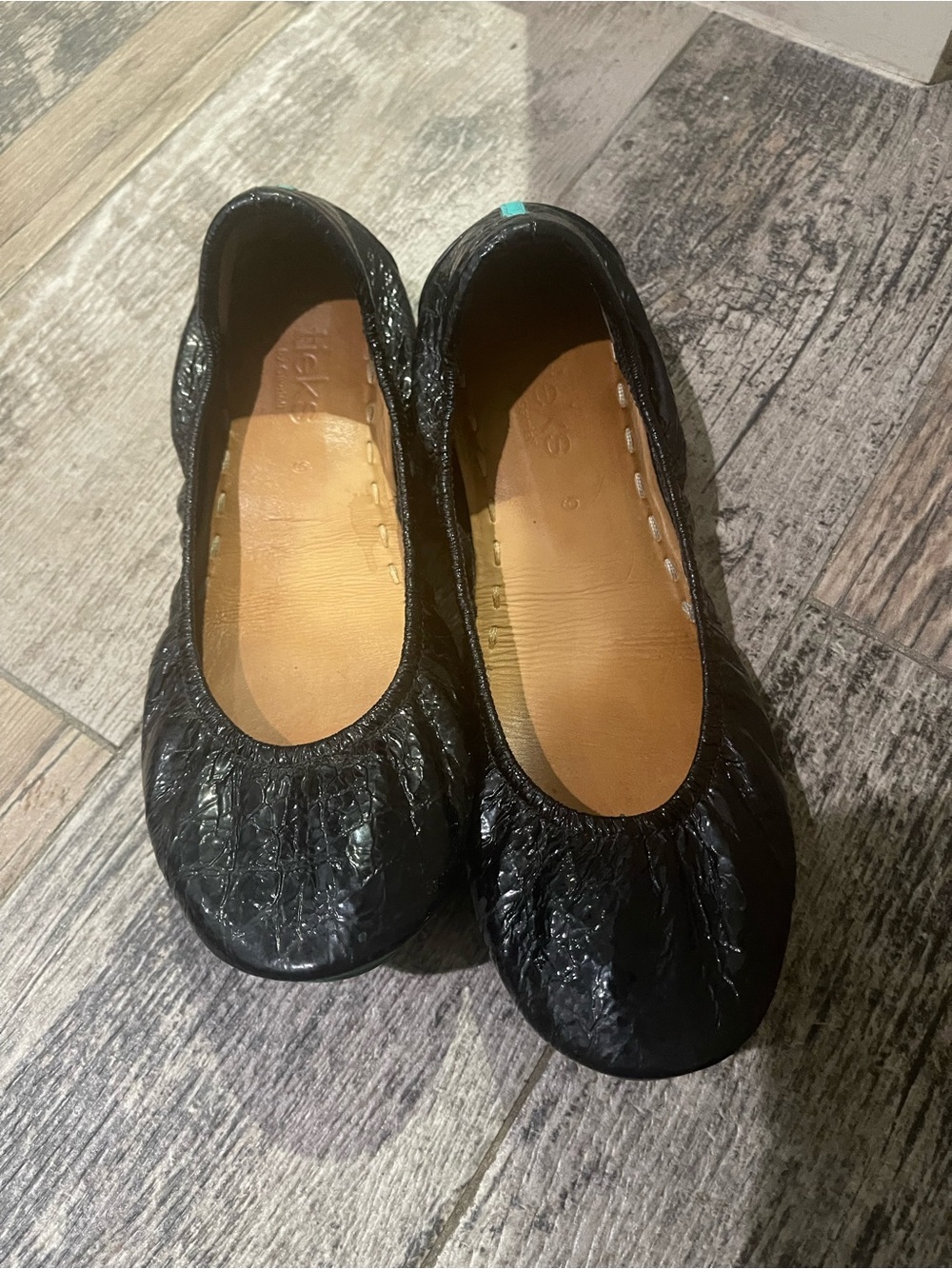 Tieks Black Women’s Ballet Flats - Textured Leather